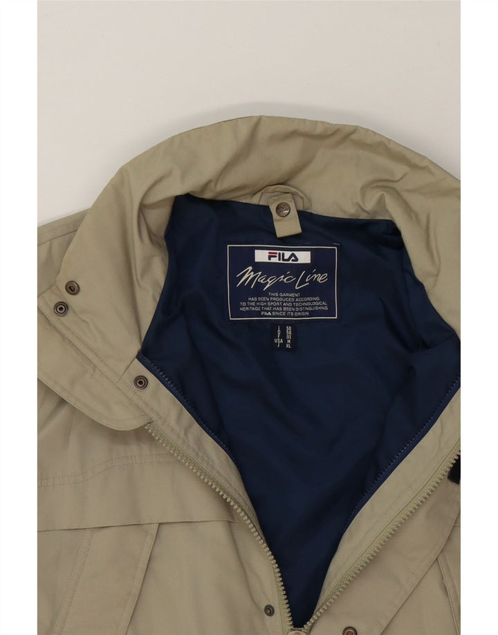 FILA Mens Windbreaker Coat IT 50 Large Beige Polyester Vintage Fila and Second-Hand Fila from Messina Hembry 
