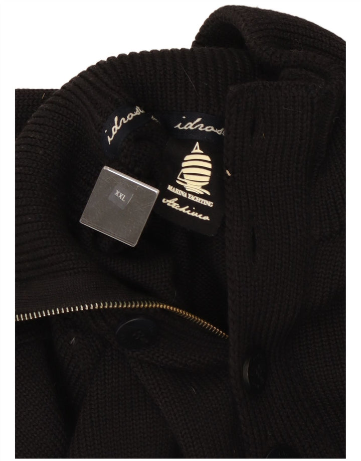 Marina Yachting Herren-Pullover mit Knopfkragen, 2XL, schwarze Wolle