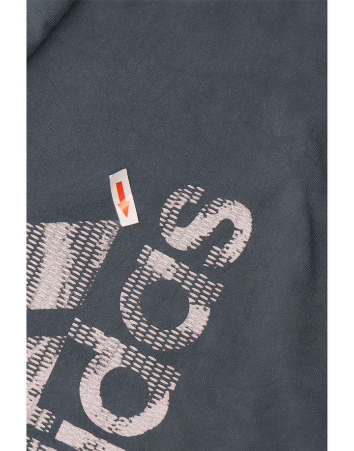 Adidas Herren Grafik-T-Shirt aus mittelblauer Baumwolle