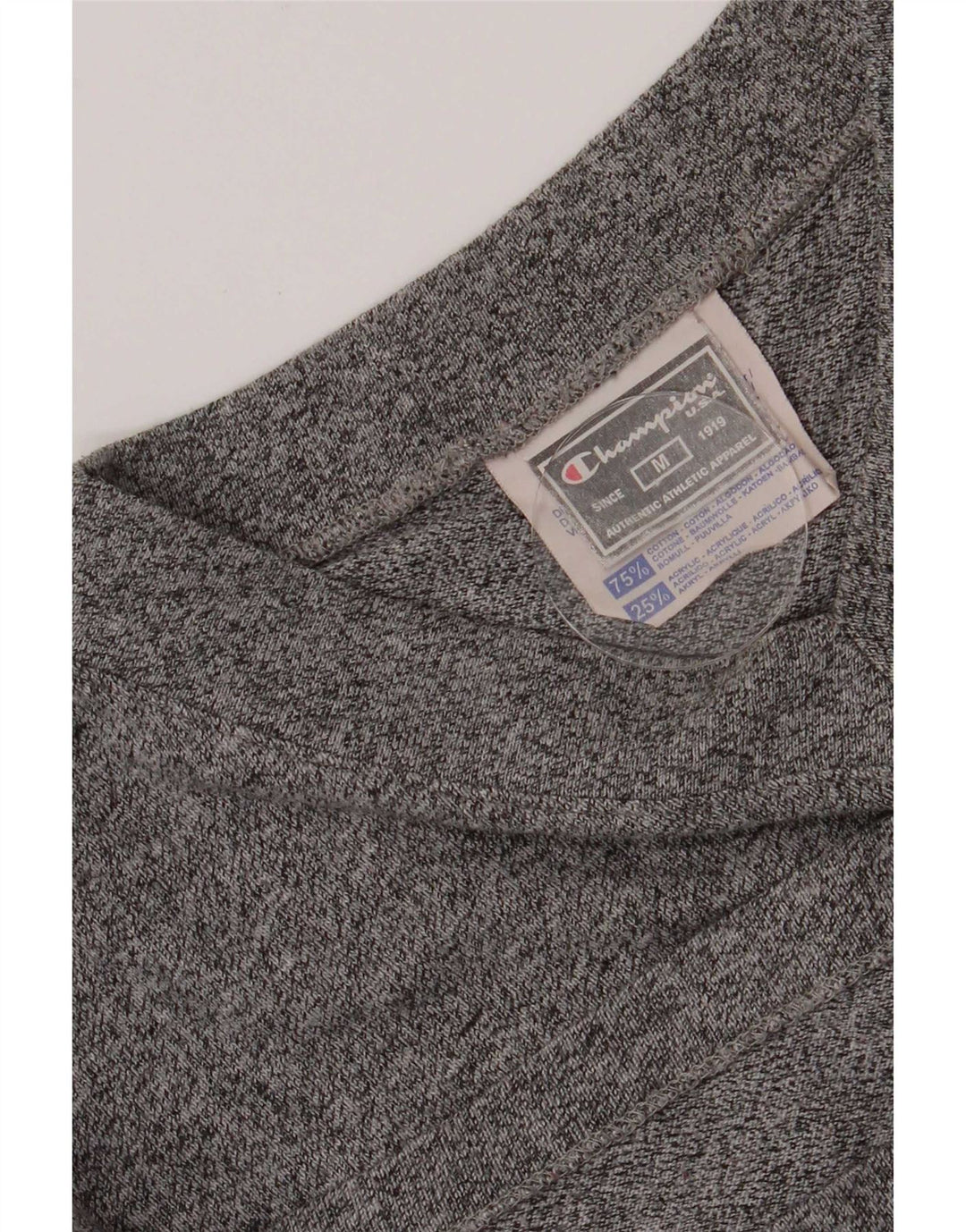 Champion Herren-T-Shirt-Oberteil aus mittelgrau gesprenkelter Baumwolle