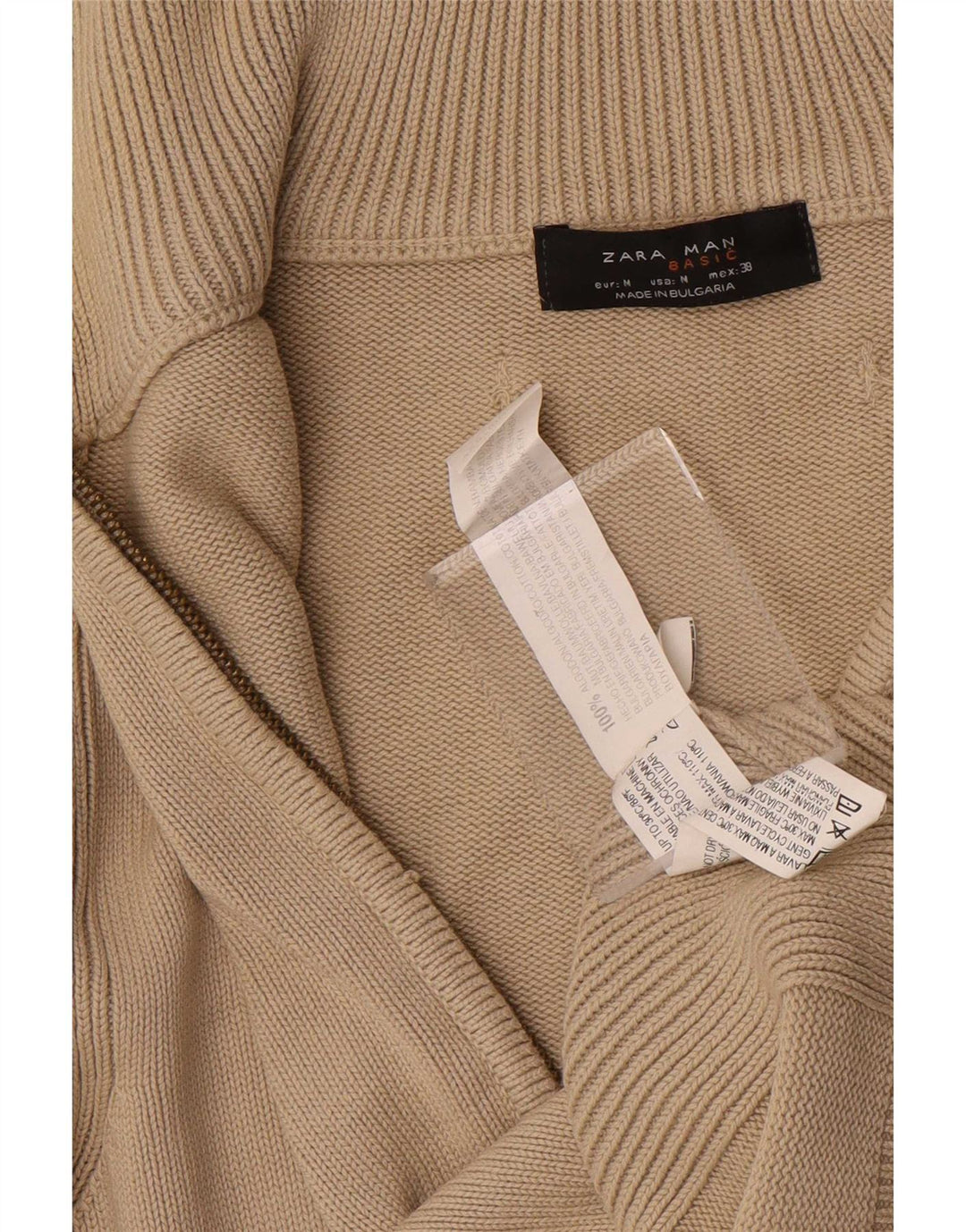 Zara Herren-Cardigan-Pullover aus mittelbeiger Baumwolle
