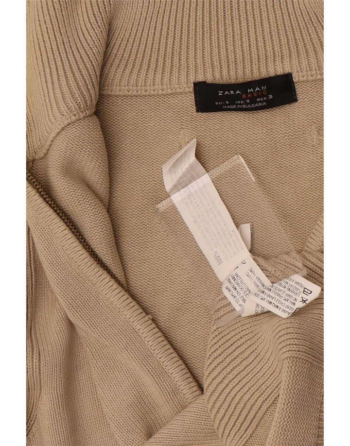 Zara Herren-Cardigan-Pullover aus mittelbeiger Baumwolle