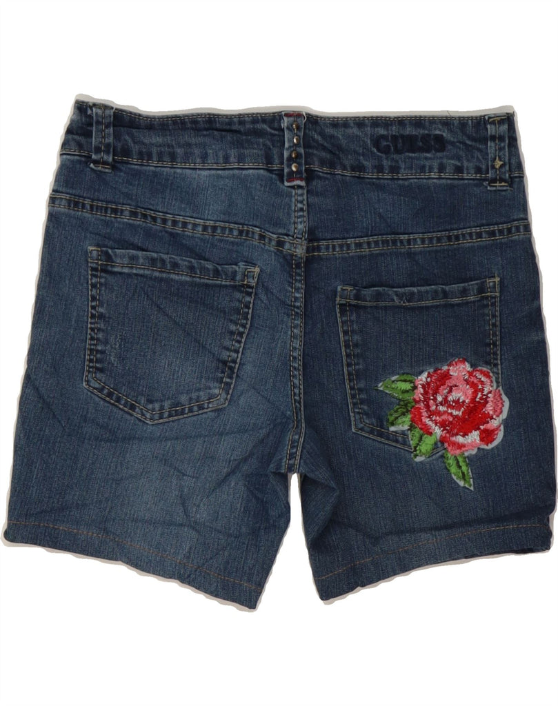 GUESS Womens High Waist Denim Shorts US 14 XL W30  Blue Floral Cotton Vintage Guess and Second-Hand Guess from Messina Hembry 