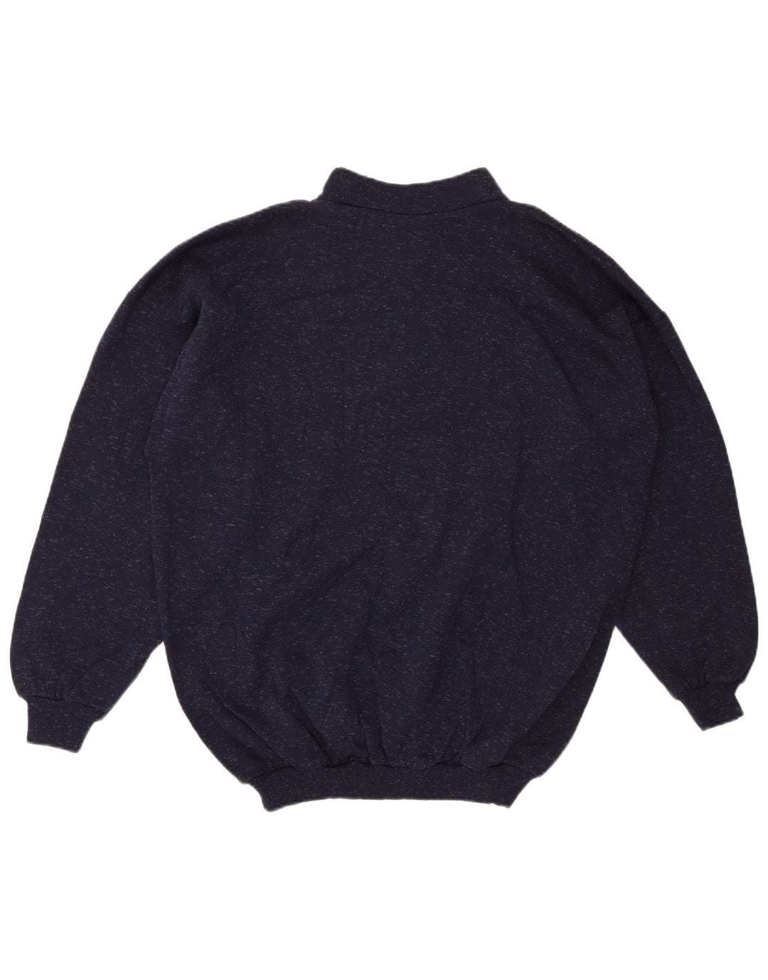 VINTAGE Damen-Pullover mit Reißverschluss am Hals, UK 20 2XL, marineblau gefleckte Baumwolle