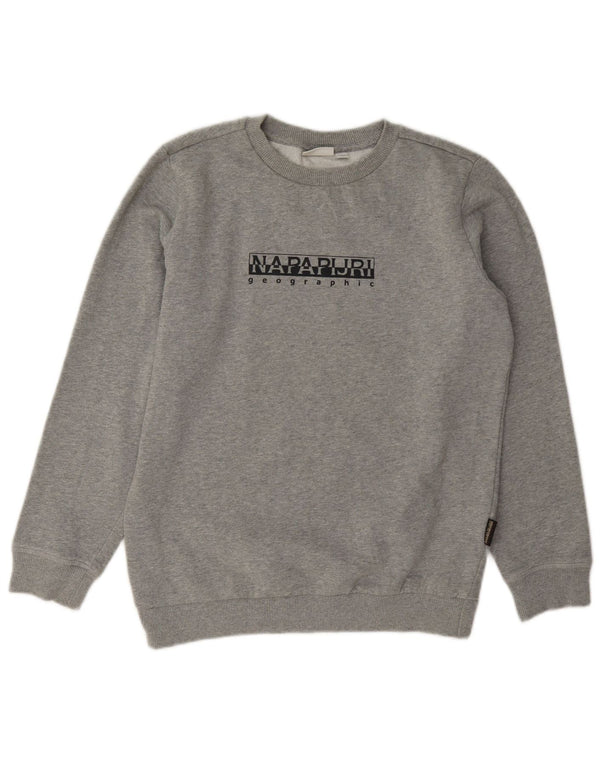 Napapijri Jungen-Sweatshirt mit Grafik, 13–14 Jahre, graue Baumwolle