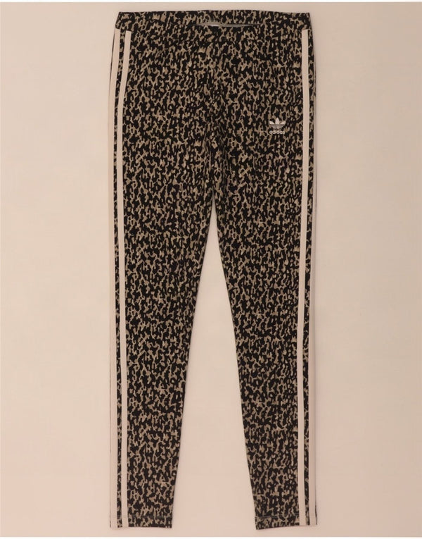 Adidas Damen-Leggings UK 10, kleines schwarzes Polyester mit Tiermuster