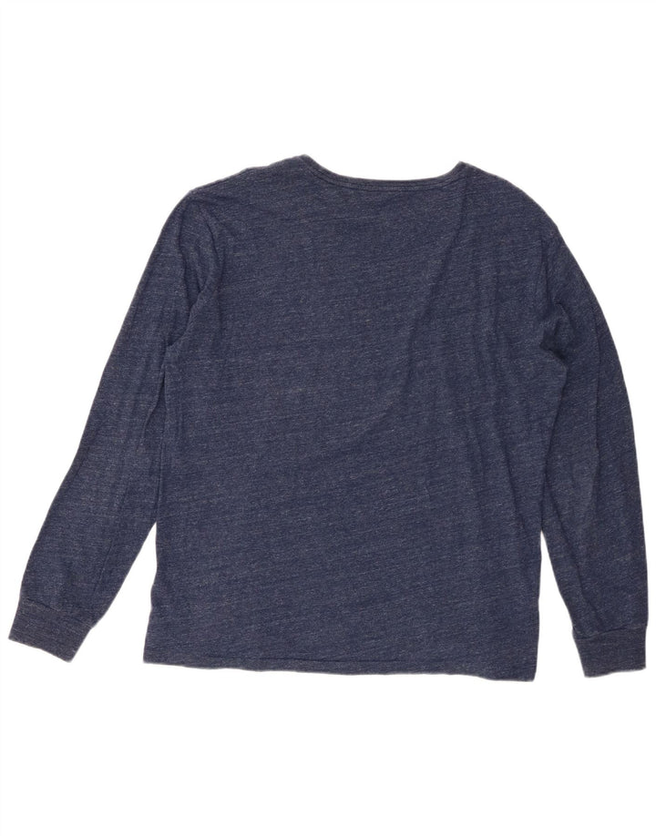 RALPH LAUREN Herren-Oberteil, langärmelig, groß, marineblau gesprenkelte Baumwolle