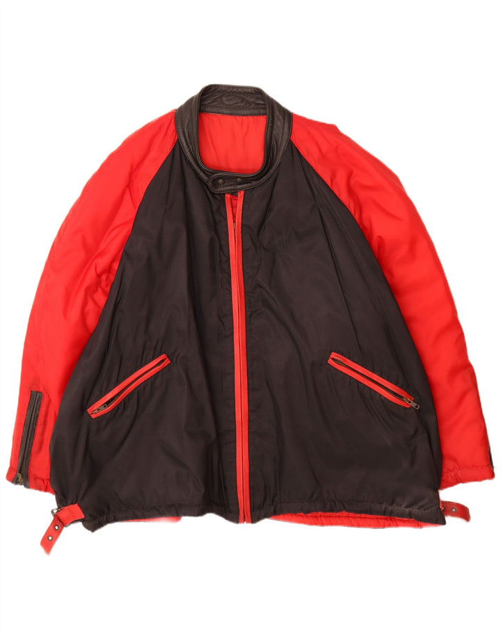 Vintage Herren Bomberjacke UK 42 XL Rot Colourblock Polyamid