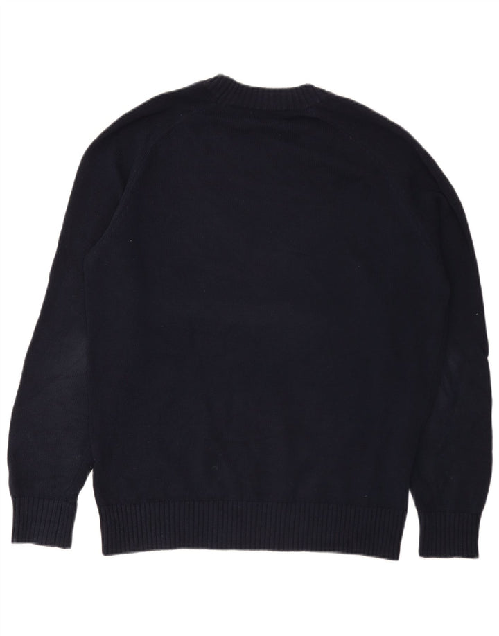 Massimo Dutti Herren-Pullover mit Rundhalsausschnitt, mittleres Marineblau