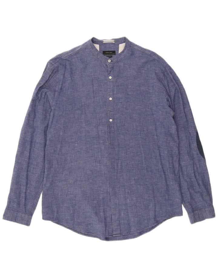 Zara Herren Super Slim Fit Pullover Hemd XL Blau Baumwolle
