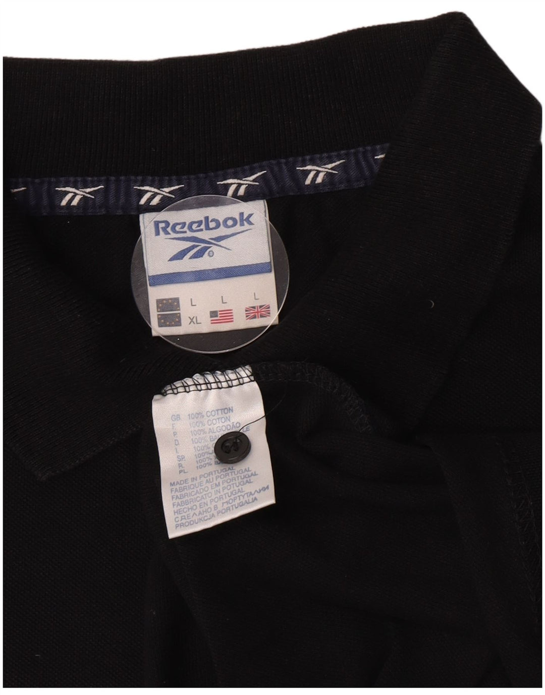 Reebok Herren-Poloshirt, groß, schwarze Baumwolle