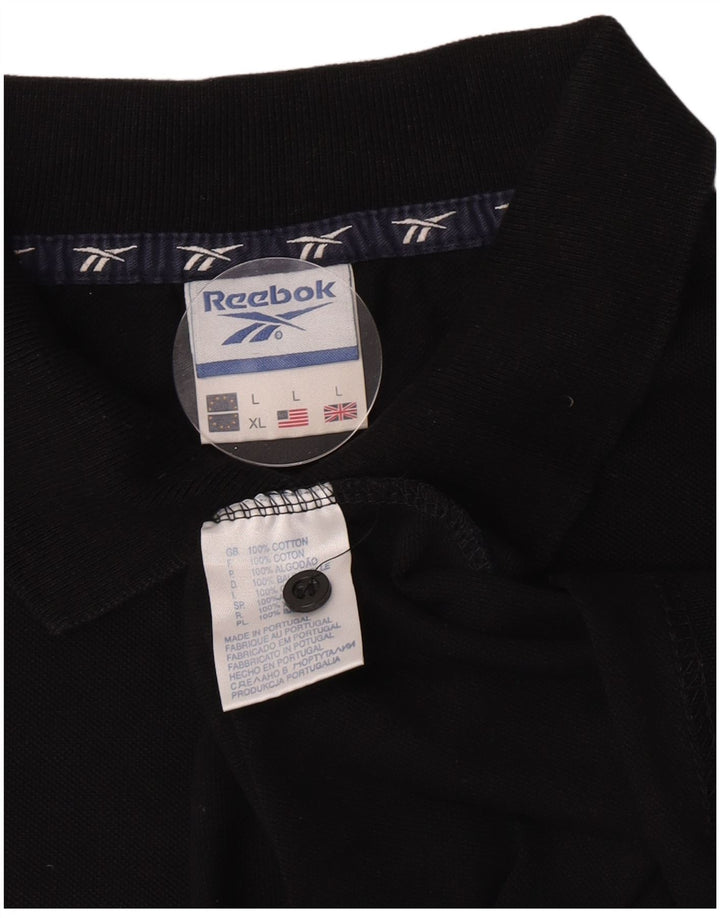 Reebok Herren-Poloshirt, groß, schwarze Baumwolle