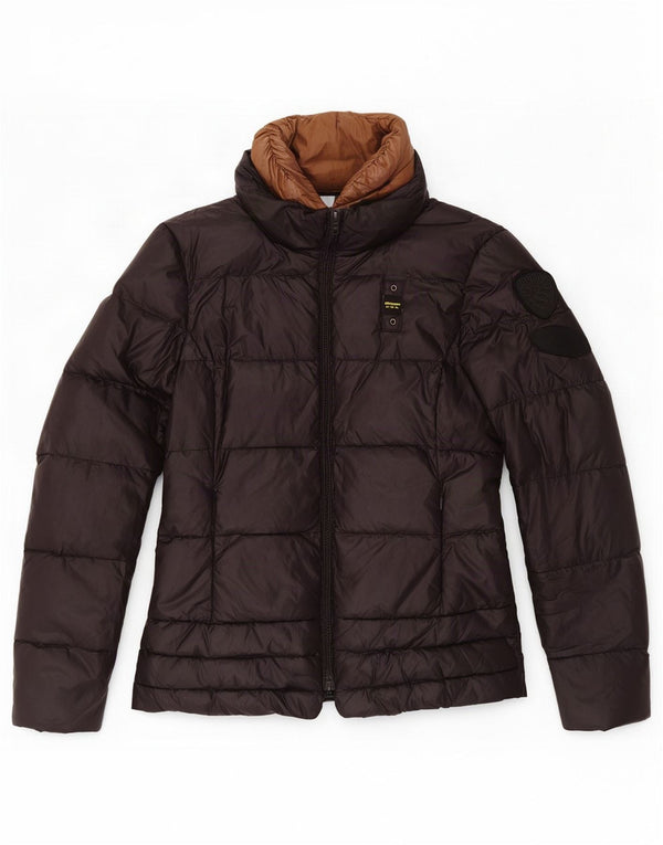 Blauer wattierte Damenjacke mit Kapuze, UK 12, mittelschwarz, Polyamid