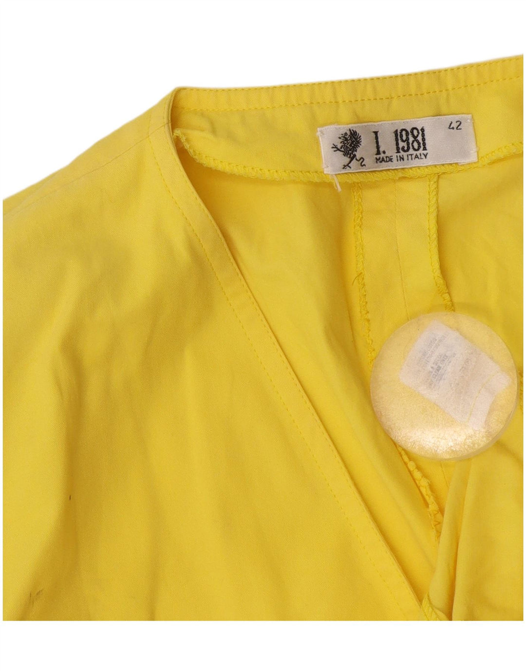 Vintage Damen Kurzarm Cardigan Top IT 42 Mittelgelbe Baumwolle