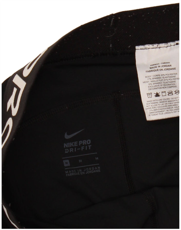 NIKE Womens Dri Fit Graphic Capri Leggings UK 12 Mittelschwarzes Polyester