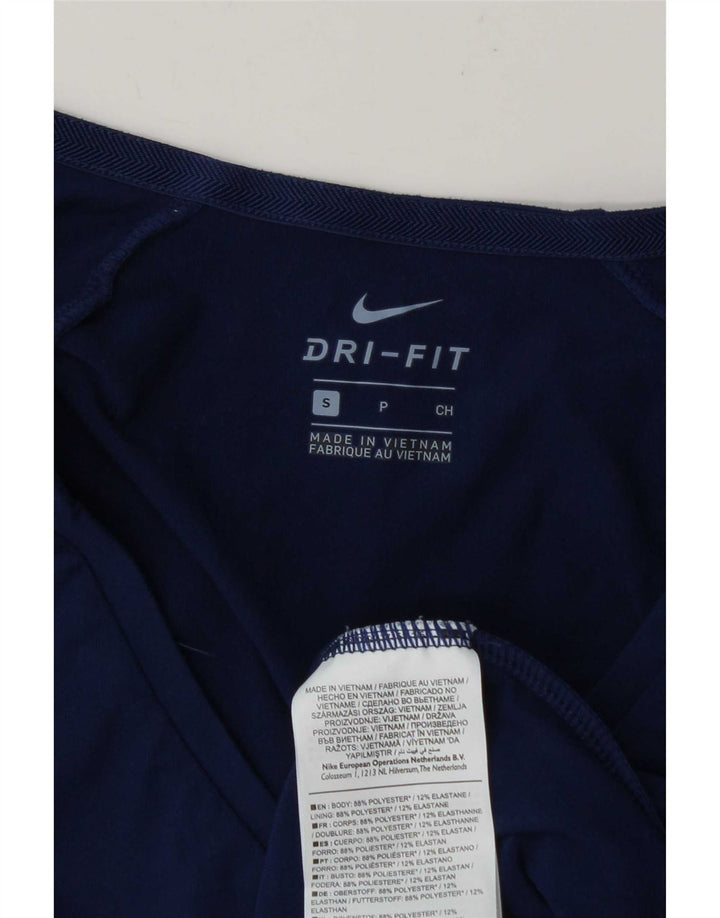 Nike Damen Dri Fit Top Langarm UK 10 Small Marineblau Polyester