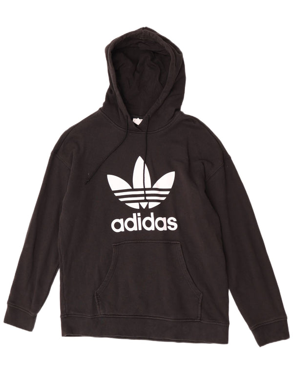 Adidas Damen Graphic Hoodie Pullover UK 16 Große schwarze Baumwolle