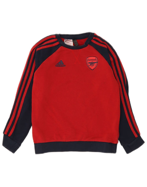 Adidas Jungen-Sweatshirt mit Arsenal-Grafik, 9–10 Jahre, rotes Farbblockdesign