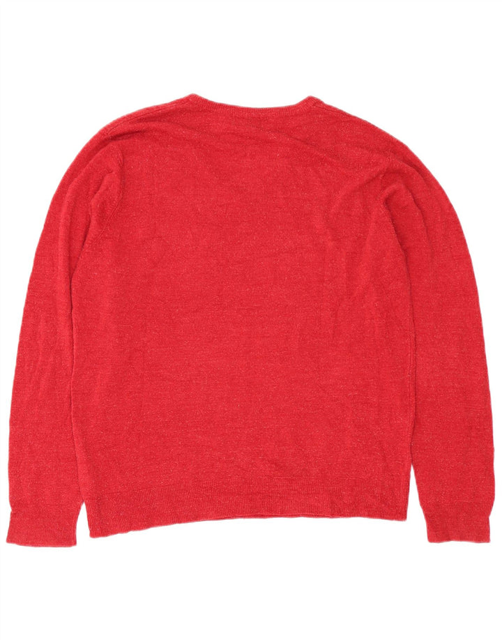 Marks & Spencer Herren-Pullover mit V-Ausschnitt, großes rotes Acryl