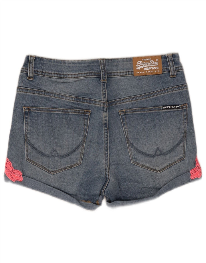 SUPERDRY Damen Jeansshorts W28 mittelblaue Baumwolle