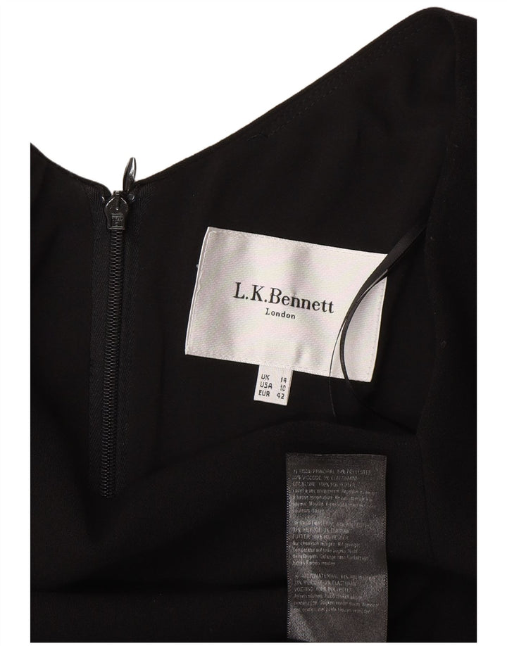 L.K. Bennett Damen Langarm-Etuikleid UK 14 Large Schwarz Polyester