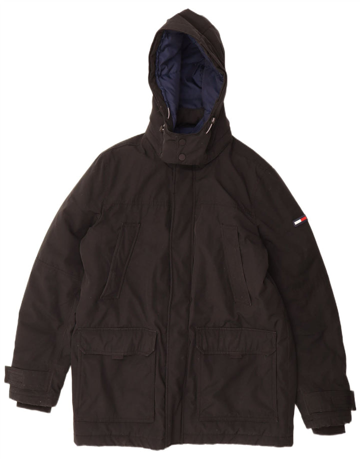 Tommy Hilfiger Herren-Jacke mit Kapuze, gepolstert, UK 42, XL, Schwarz, Polyester