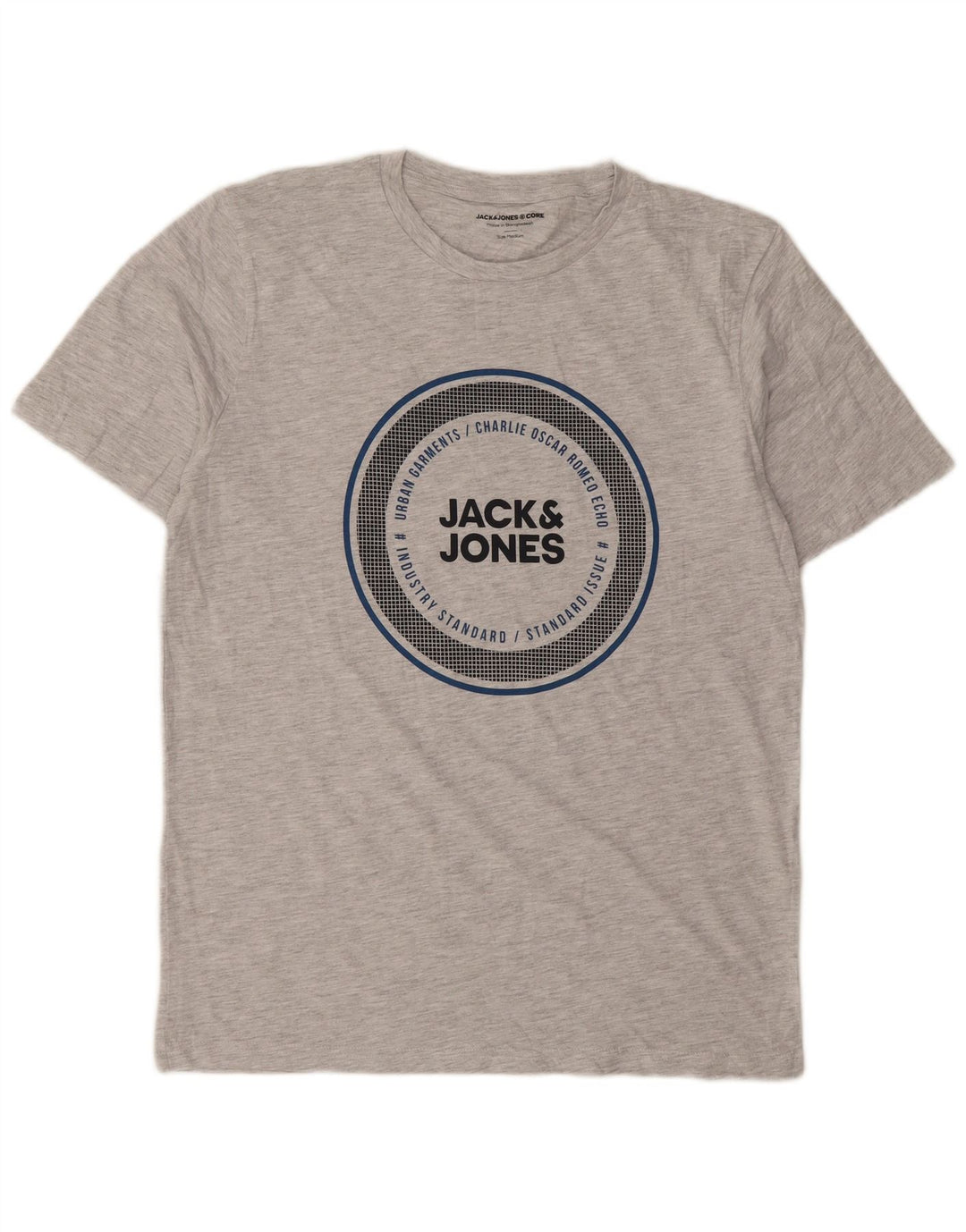 Jack & Jones Herren-T-Shirt mit Grafik, mittelgrau gesprenkelte Baumwolle