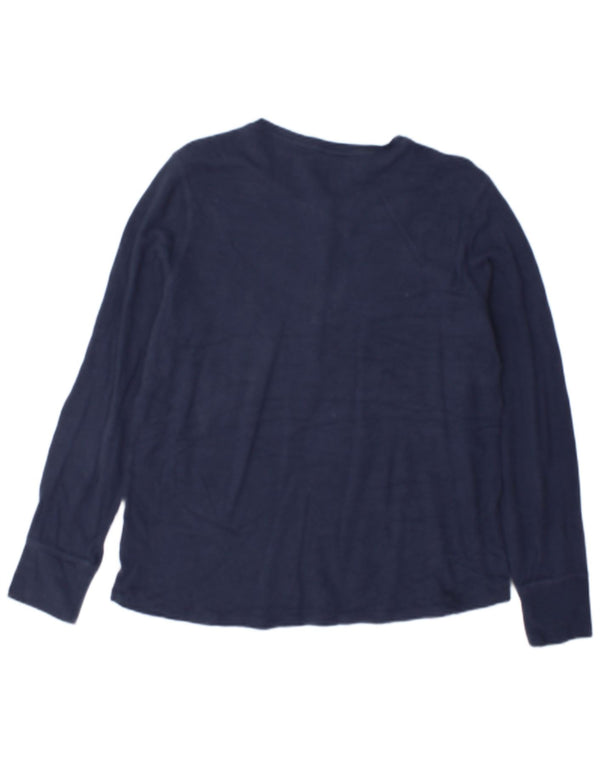 L.L.Bean Damen Top Langarm UK 18 XL Marineblau Baumwolle
