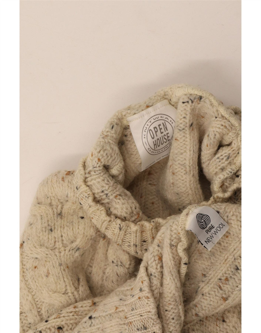 VINTAGE Damen Rollkragenpullover Pullover UK 18 XL Off White Flecked