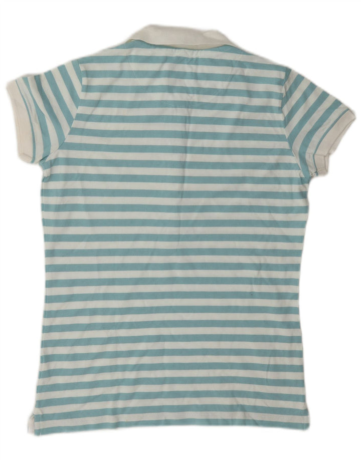 Slam Damen Poloshirt UK 14 Mittelblau gestreift aus Baumwolle