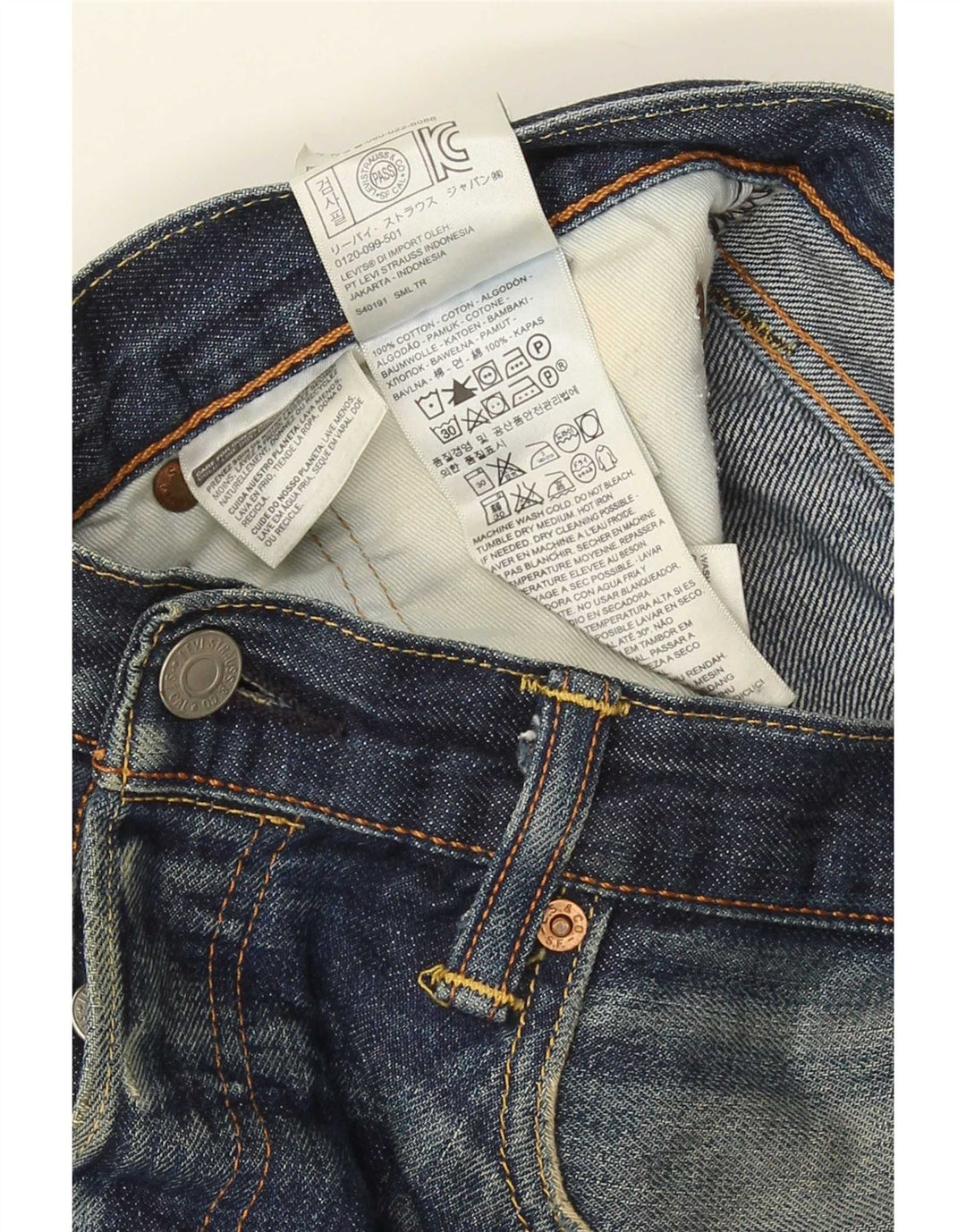 Levi's Herren 501 Straight Jeans W33 L34 Marineblaue Baumwolle