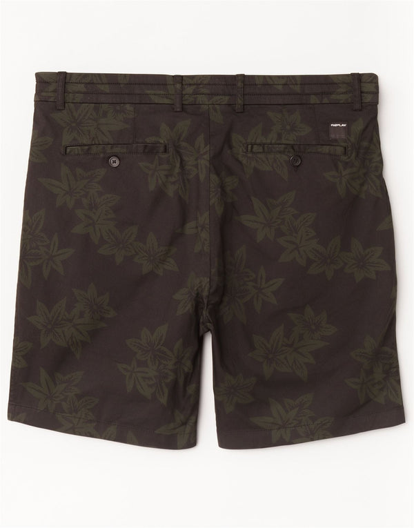Replay Herren-Chinoshorts mit Grafik, W36, Größe L, schwarz, geblümt, Baumwolle