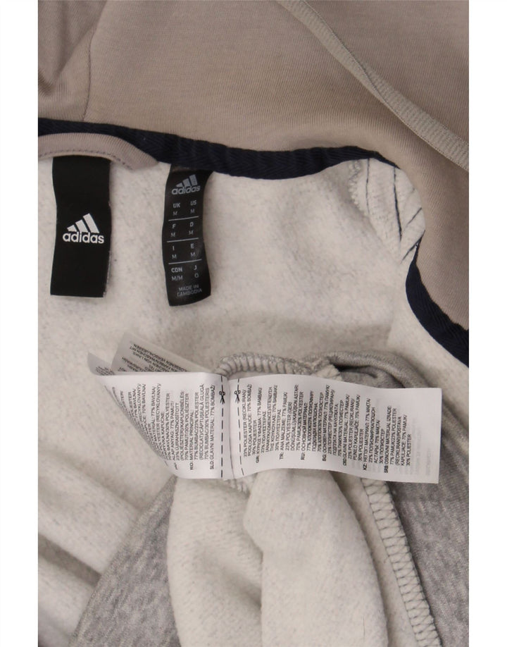 Adidas Herren-Kapuzenpullover mit Reißverschluss, mittelgraue Baumwolle
