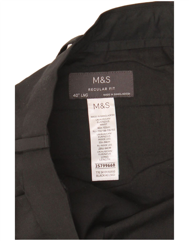 Marks & Spencer Herren-Anzughose mit normaler Passform, W40, L33, schwarzes Polyester