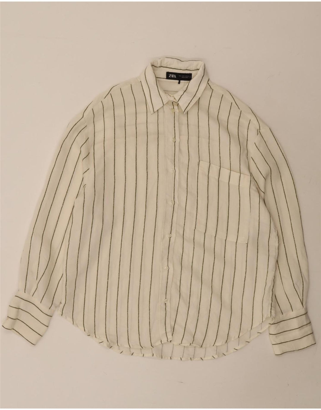 ZARA Damen-Oversize-Hemd, Gr. 40, Größe S, weiß, gestreift, Modal