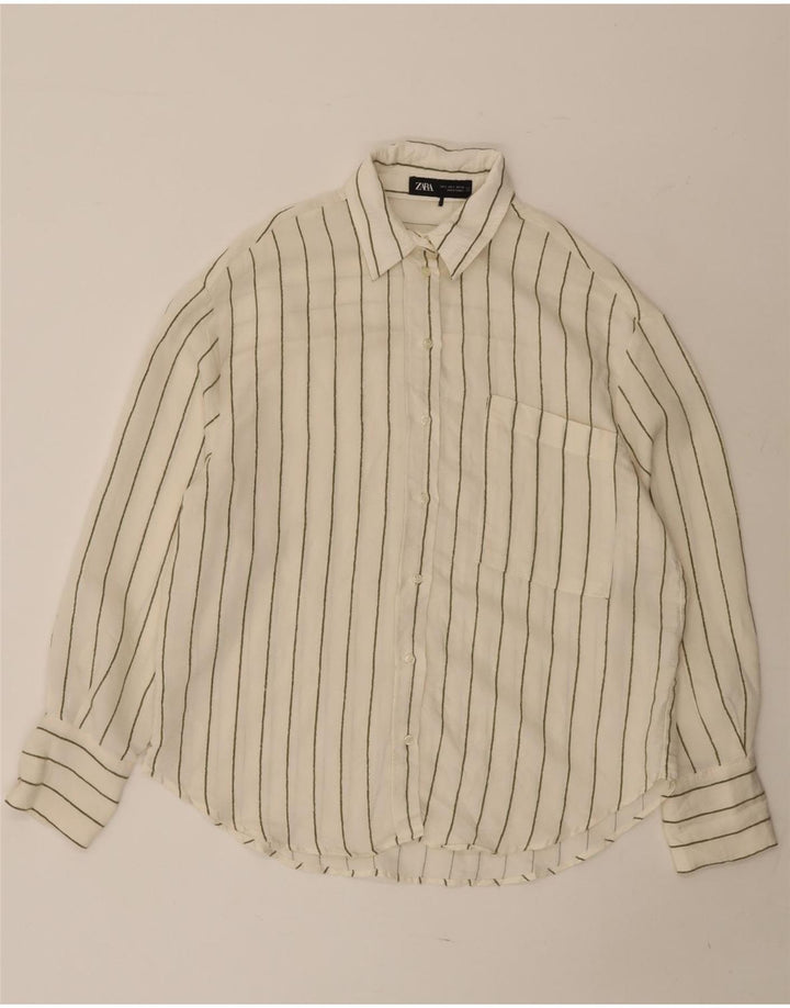 ZARA Damen-Oversize-Hemd, Gr. 40, Größe S, weiß, gestreift, Modal