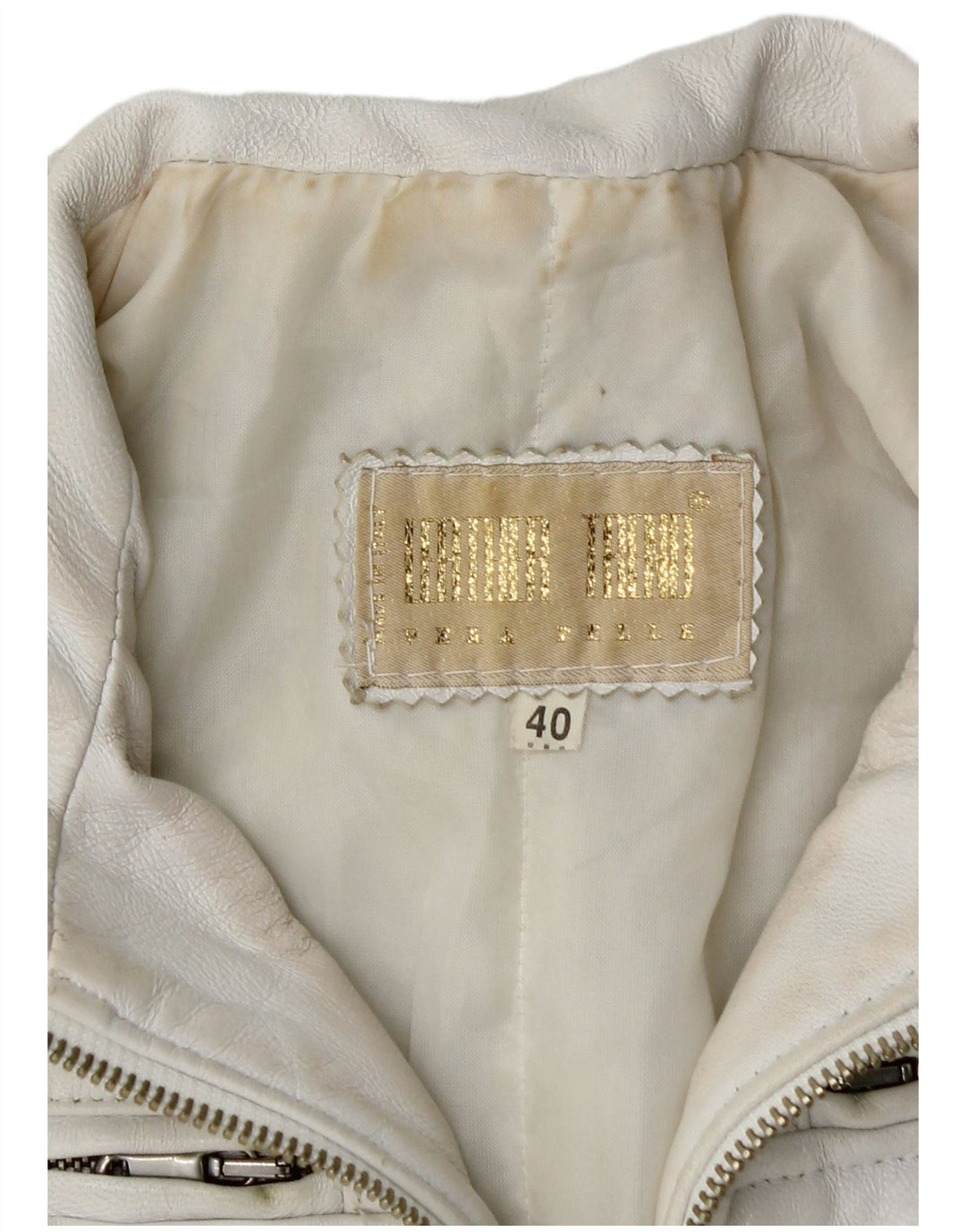 Vintage Damen Crop Lederjacke IT 40 Kleines weißes Leder