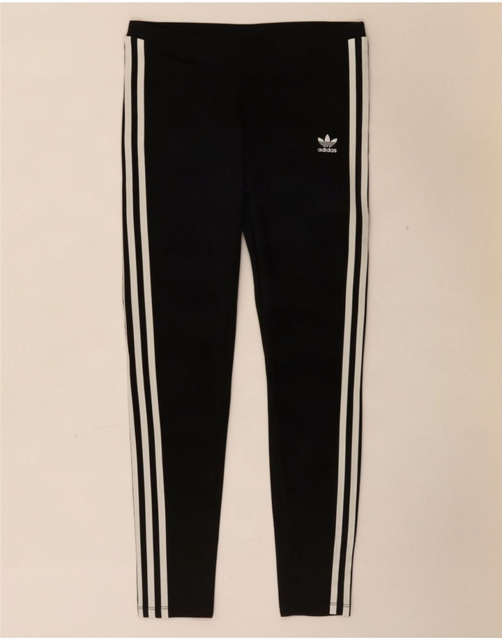 Adidas Damen Leggings UK 12 Medium Schwarz Baumwolle