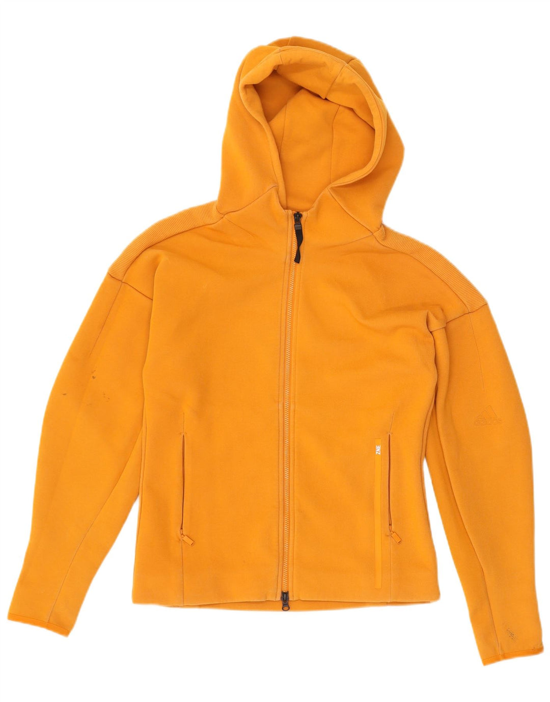 ADIDAS Womens Zip Hoodie Sweater UK 12/14 Medium Orange Polyester