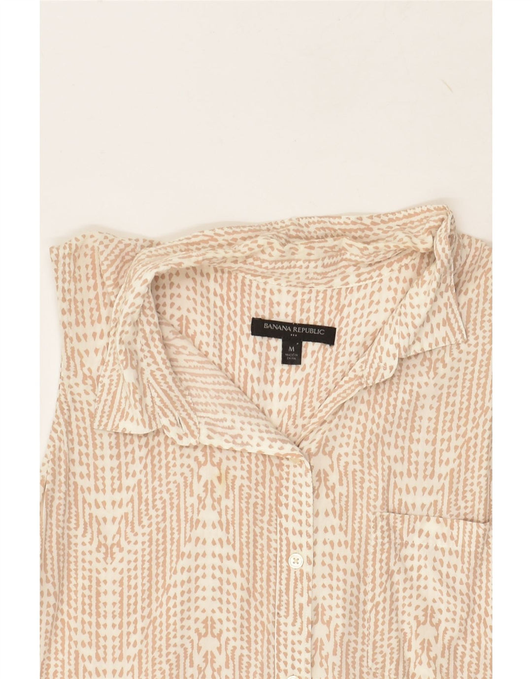 BANANA REPUBLIC Womens Sleeveless Shirt Blouse UK 12 Medium Beige Rayon | Vintage Banana Republic | Thrift | Second-Hand Banana Republic | Used Clothing | Messina Hembry 