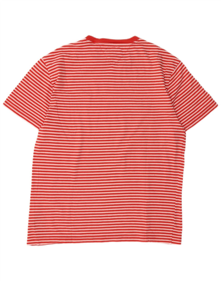 Tommy Hilfiger Herren-T-Shirt-Oberteil, groß, rot gestreift, Baumwolle