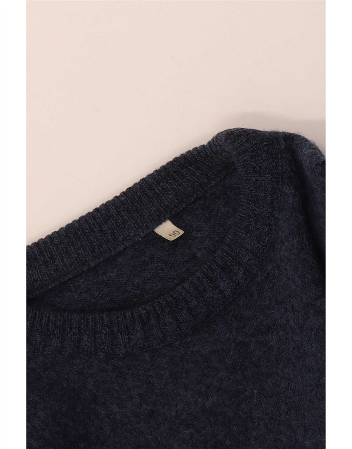 Vintage Herren Pullover mit Rundhalsausschnitt IT 50 Medium Navy Blue Geometrisch