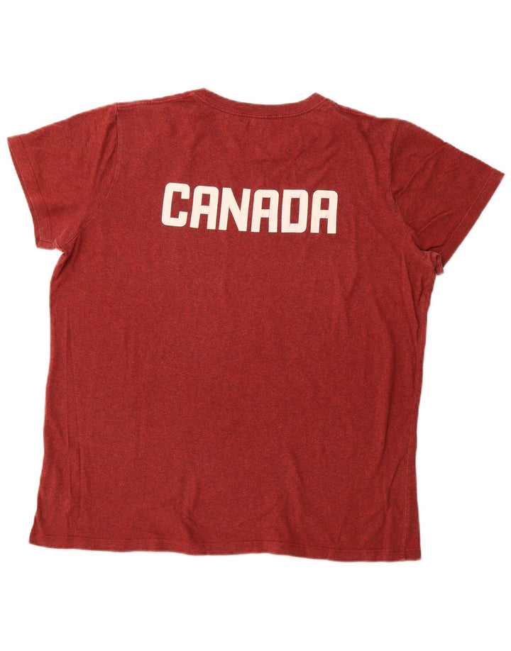 Roots Womens Canada Graphic T-Shirt Top XL Burgunderrot gefleckte Baumwolle
