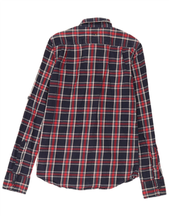 Superdry Herren-Flanellhemd, klein, marineblau, kariert, Baumwolle