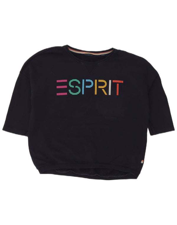 Esprit Damen Graphic Kurzarm-Sweatshirt-Pullover UK 18 XL Marineblau