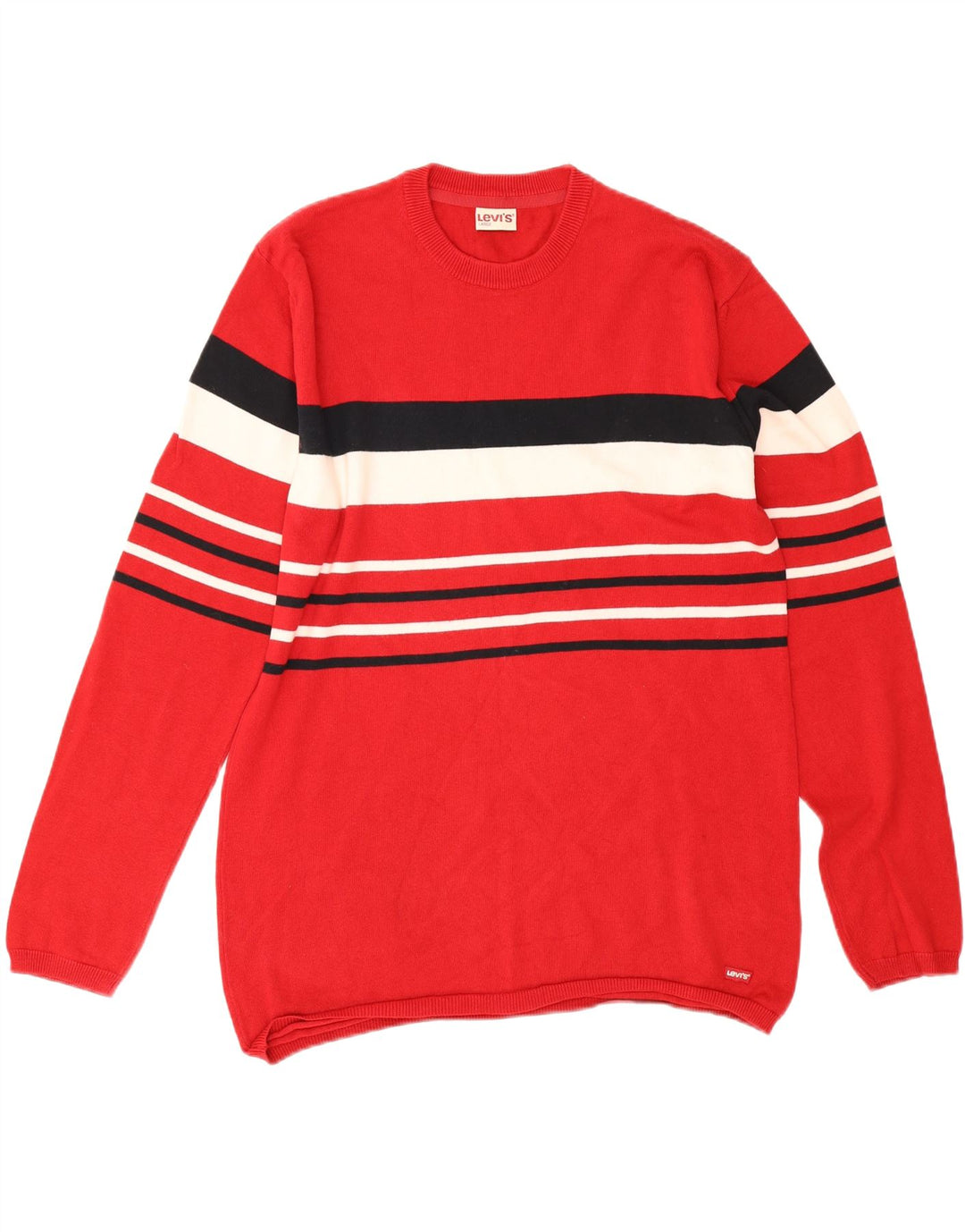 Levi's Herren-Pullover mit Rundhalsausschnitt, groß, rot gestreift, Baumwolle
