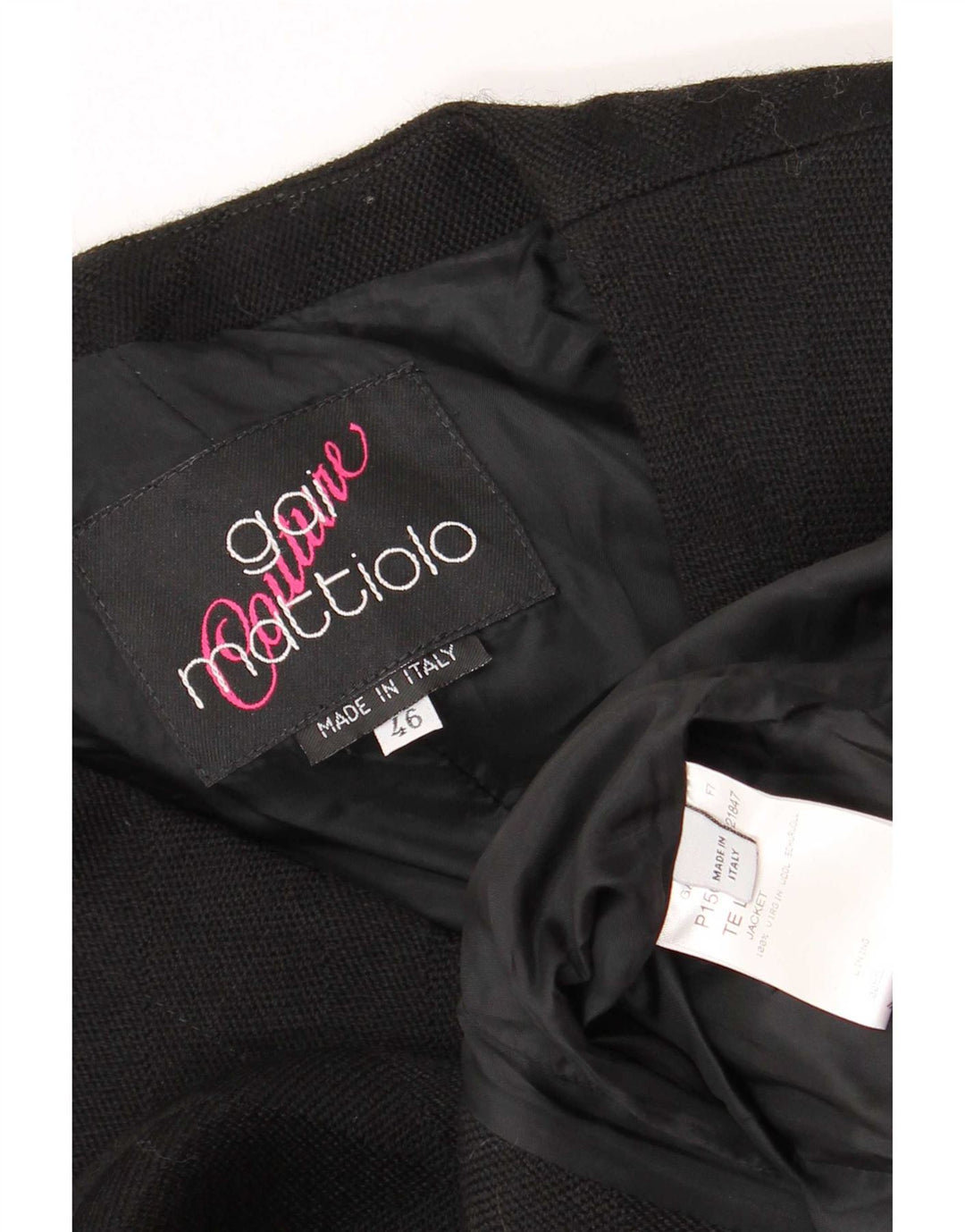 Gai Mattiolo Damen 1-Knopf-Blazerjacke IT 46 Große schwarze Schurwolle