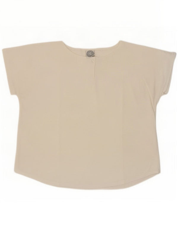 Vintage Damen T-Shirt Top UK 16 Large Off White