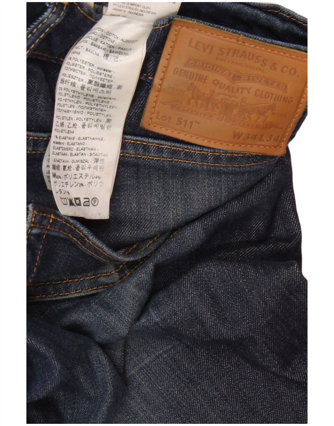 Levi's Herren 511 Slim Jeans W34 L34 Blaue Baumwolle