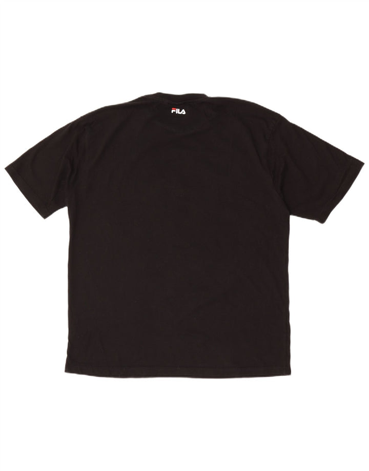 Fila Herren Grafik-T-Shirt-Oberteil aus mittelschwarzer Baumwolle